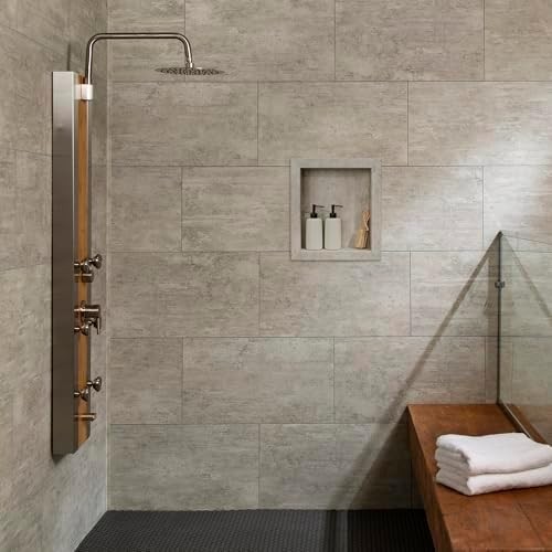 25.6 in. x 14.8 in. Interlocking Vinyl Waterproof Wall/Backsplash Tiles for K…