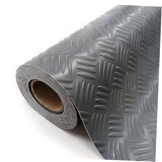 Garage Floor Mat, 2mm Thickened Ribbed PVC Diamond 4×8 FT Gray(4-Tier Diamond)