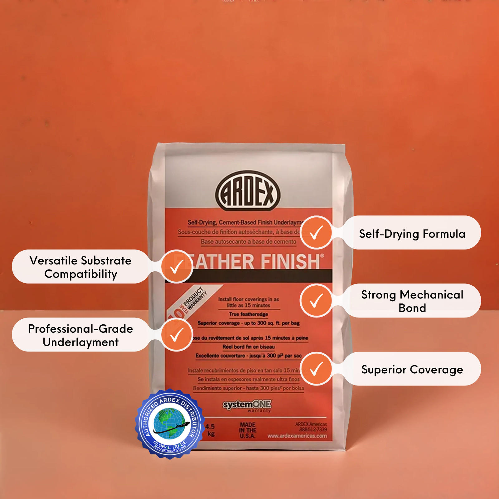 Ardex Feather Finish Quick-Set Self-Drying Cement-Base Underlayment 5x10lb White