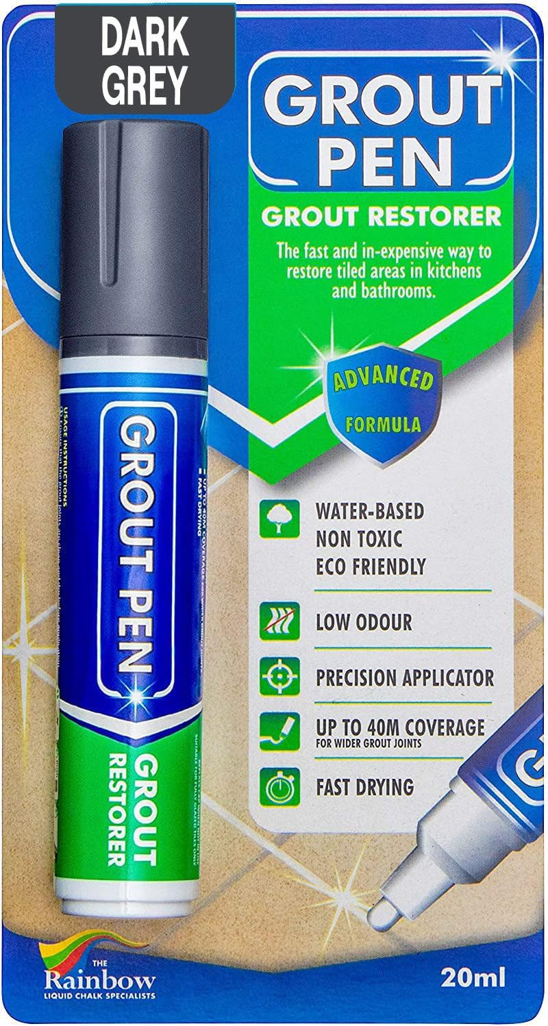 Grout Pen Dark Grey Tile Grout Paint Marker Restorer – Wide 15mm Tip (20ml) | Wa