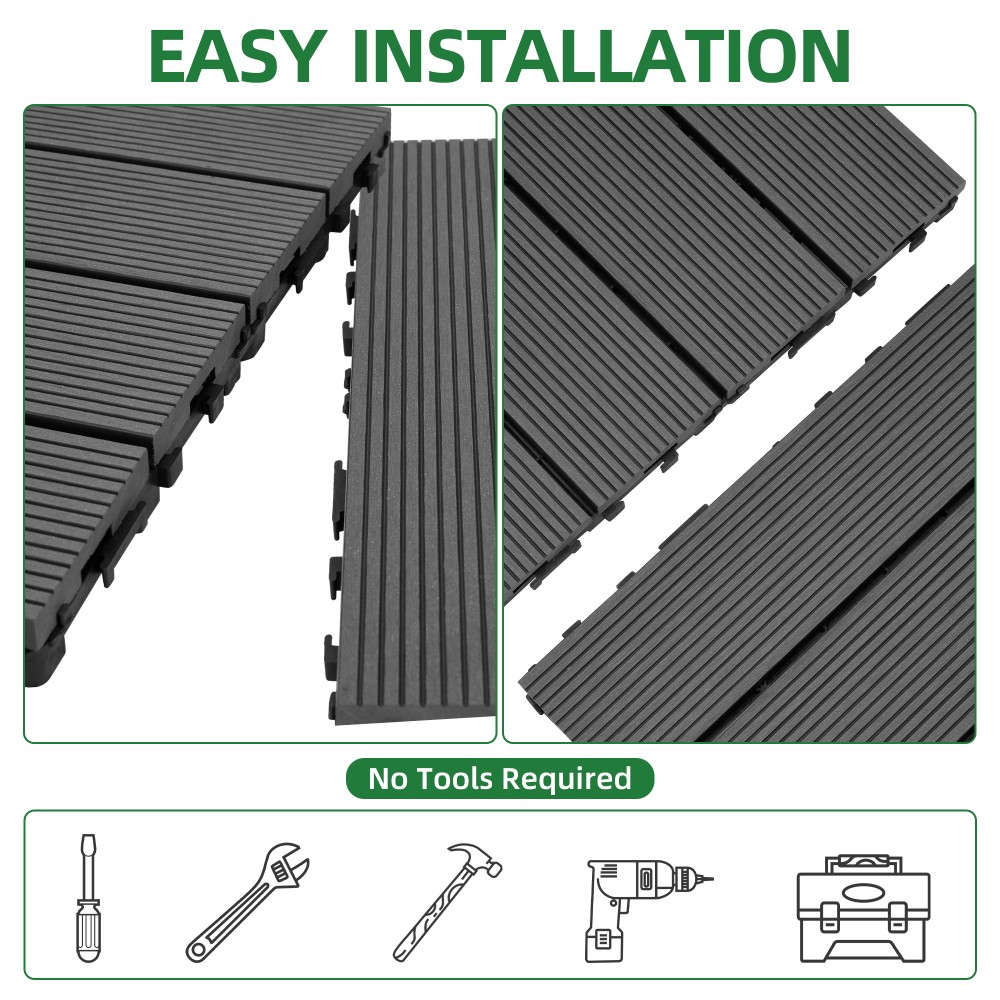 Waterproof Outdoor Indoor Flooring for Patio Backyard DIY Interlocking Deck Tile