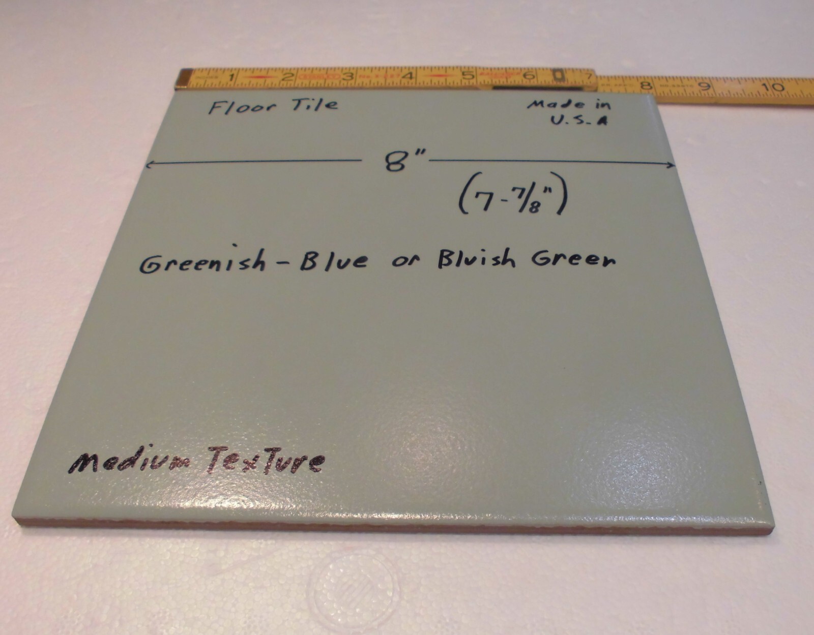 1 pc. Greenish-Blue or Bluish Green: Floor Tile 8″ X 8″ Medium Textured, USA