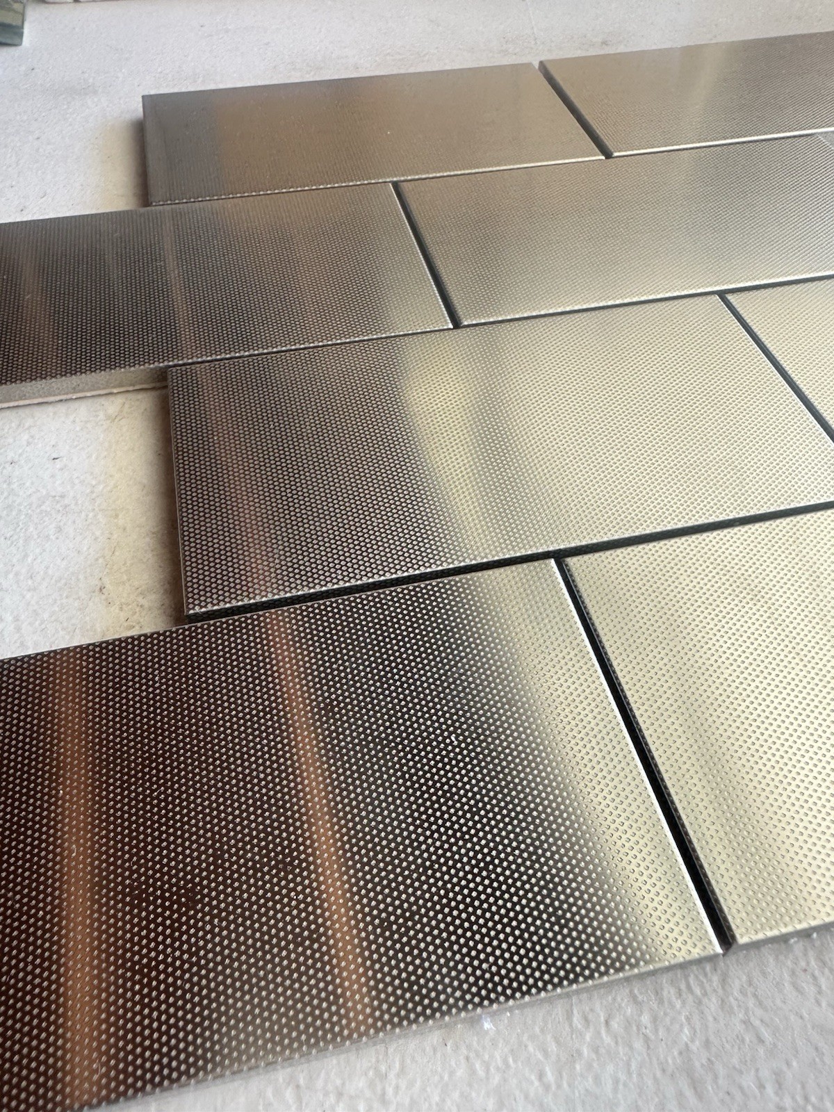 3×6 Inch Aluminum Mosaic On Ceramic Tile Backing Mesh Mounted Kitchen Backsplash