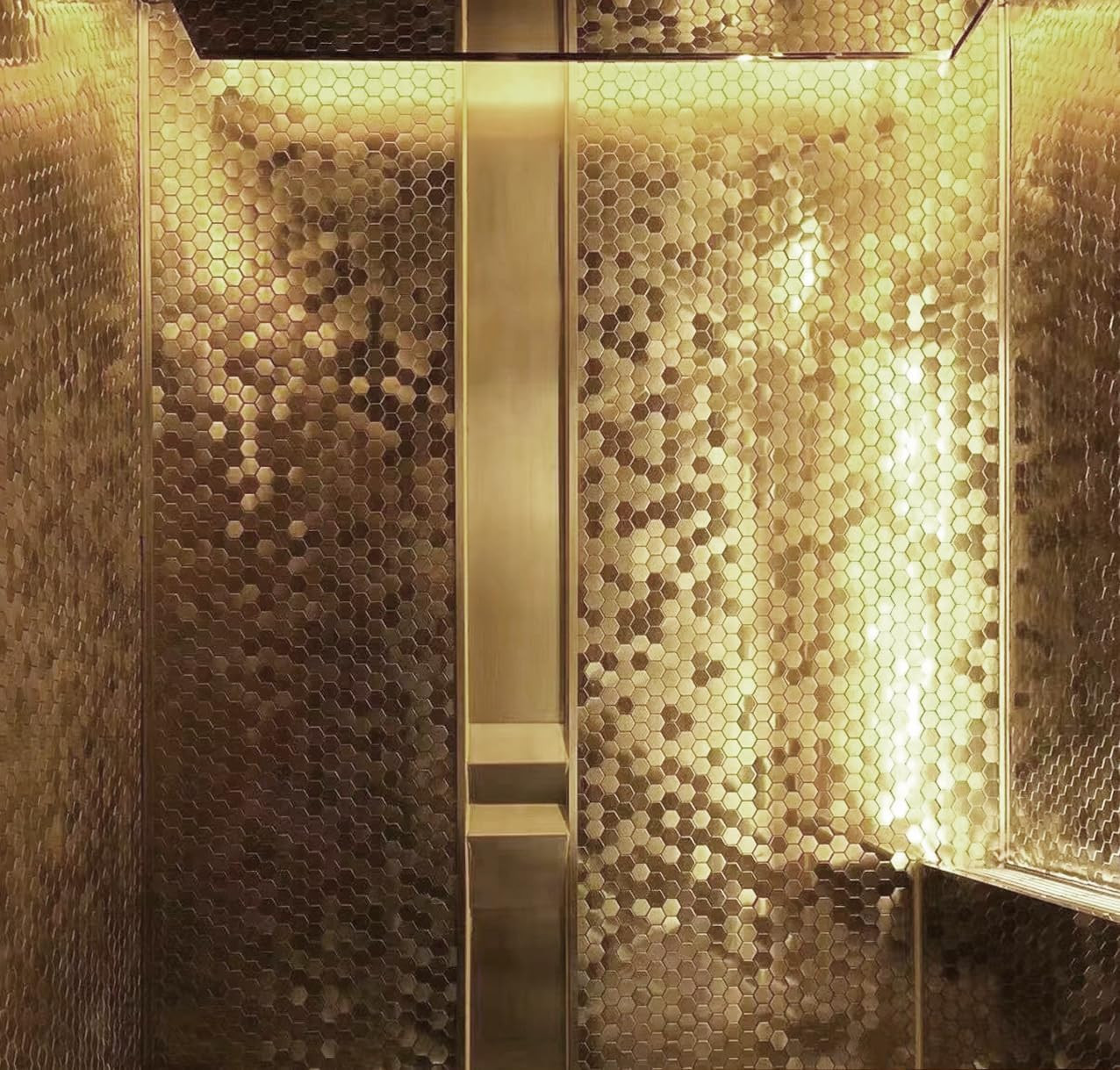 Hexagon Gold Backsplash Tiles Metal Mosaic Tile Stainless Steel Brushed/Shiny Ki