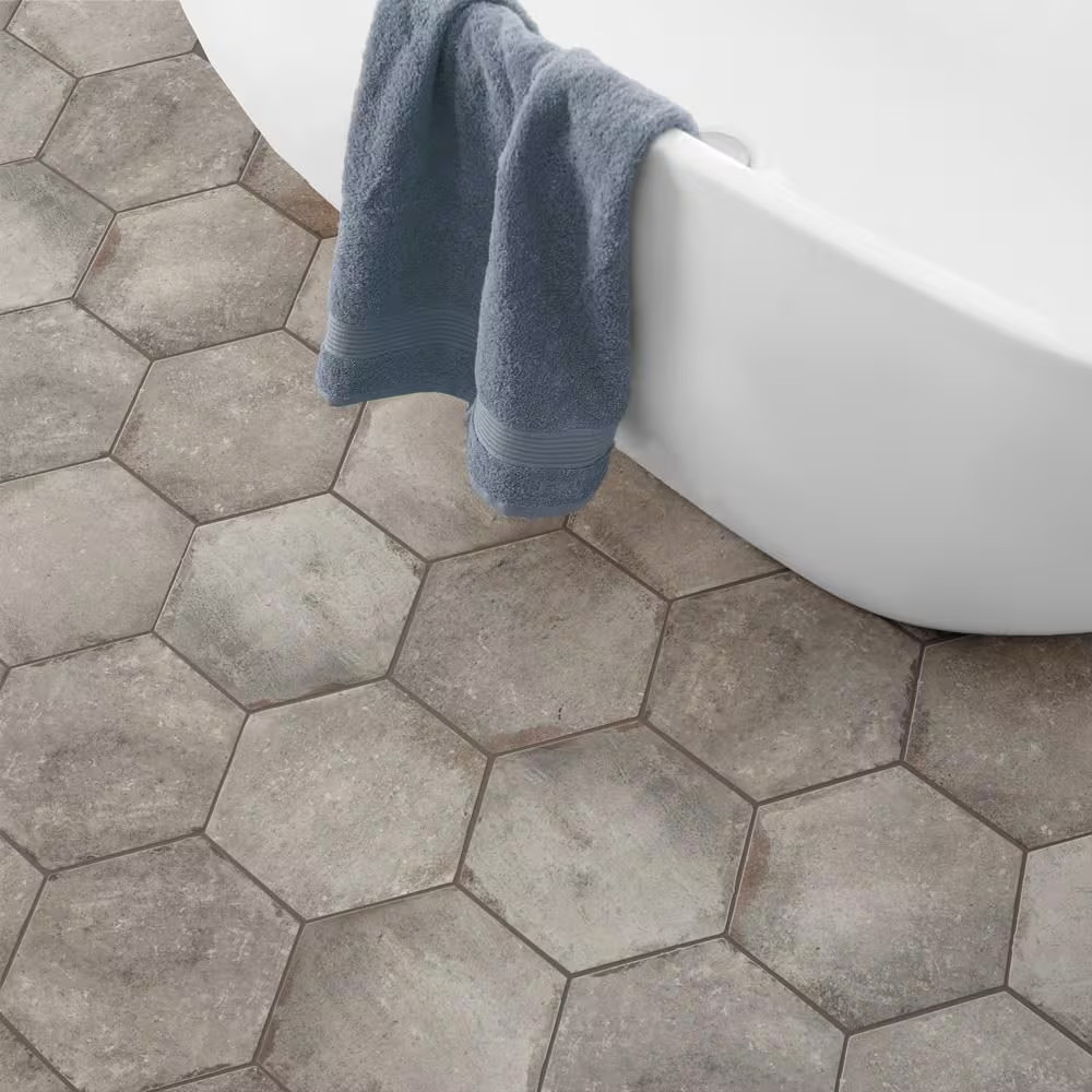 D’Anticatto Hex Grigio 11 In. X 12-3/4 In. Porcelain Floor and Wall Tile (11.25