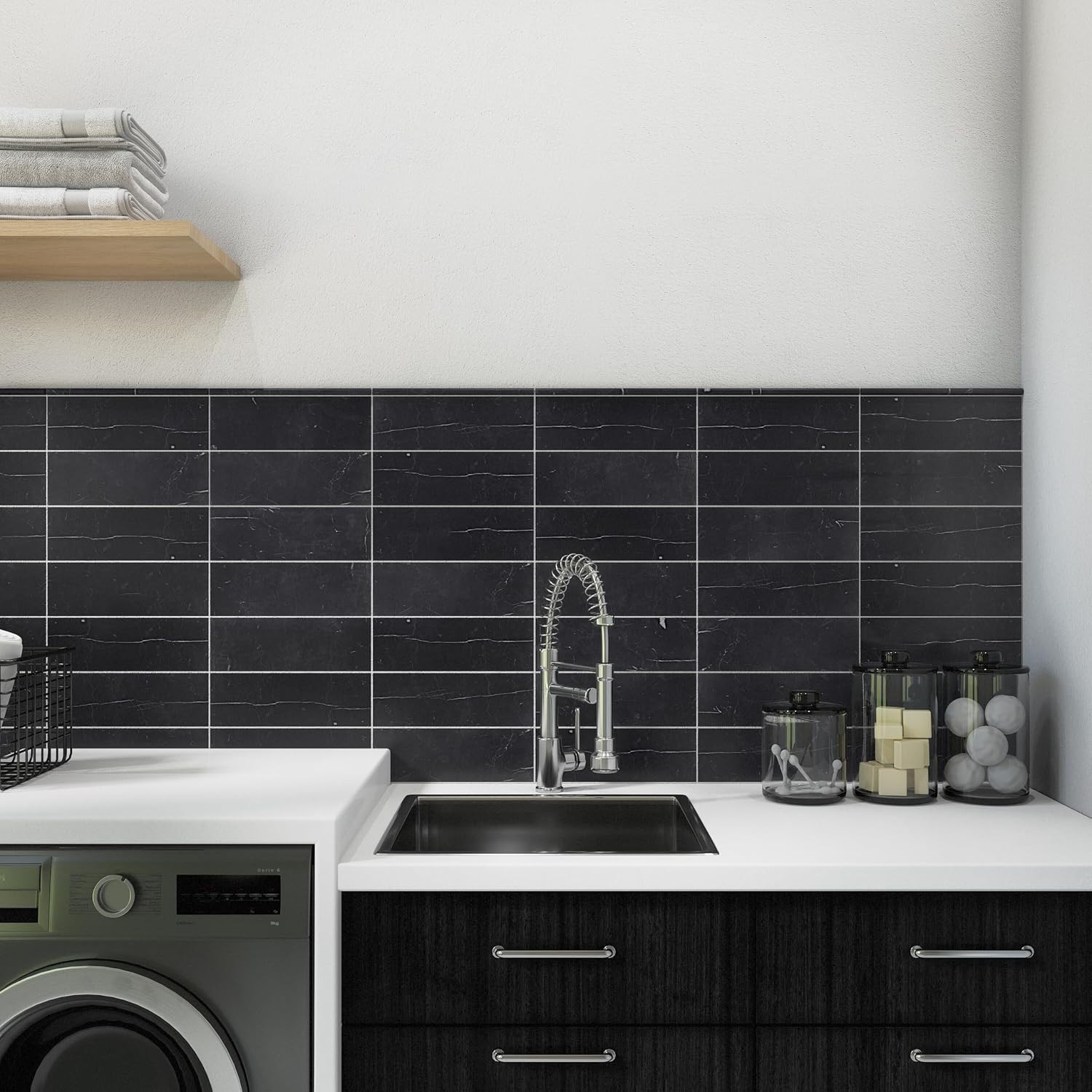 Honed Nero Marquina 4″x12″ Marble Tile – 30 PC Carton, 9.90 SQFT