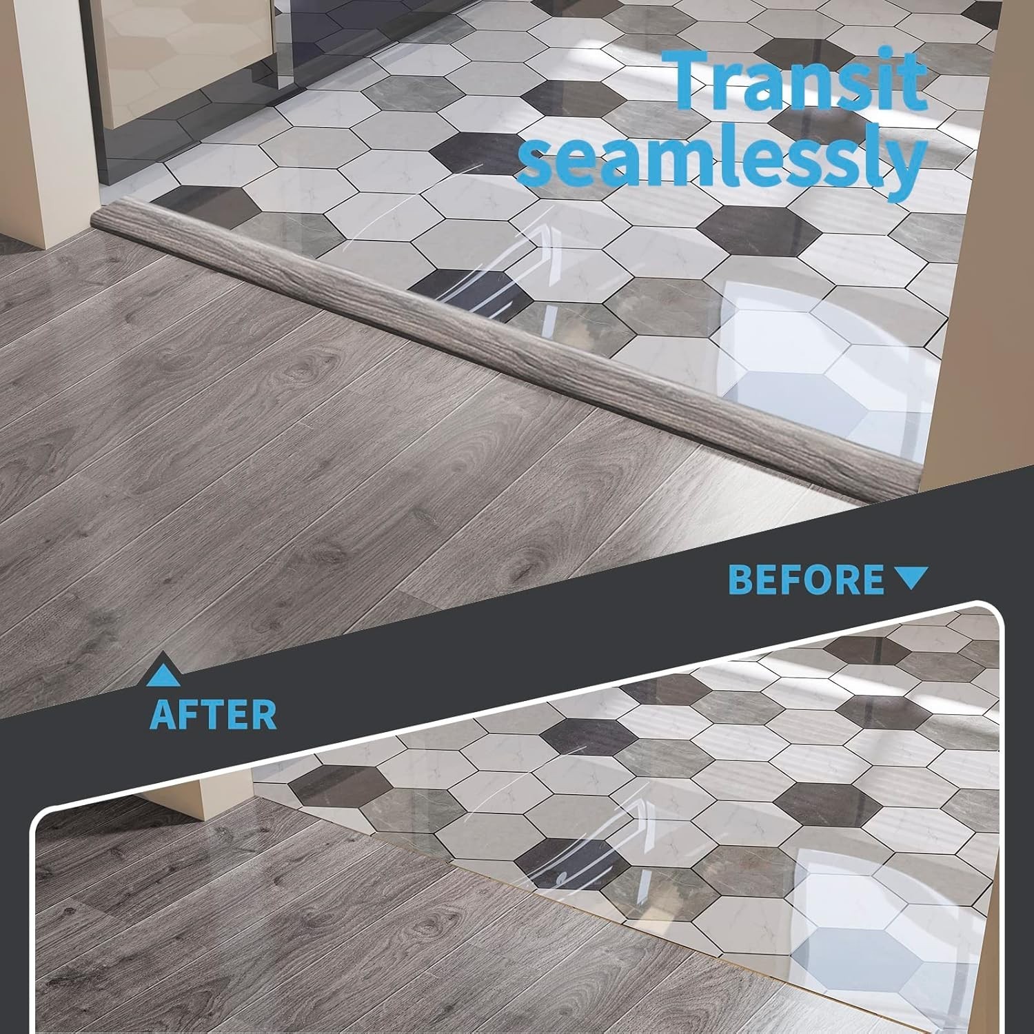Multi-Surface Self-Adhesive Floor Transition Strip – 4FT Gray Vinyl Solution