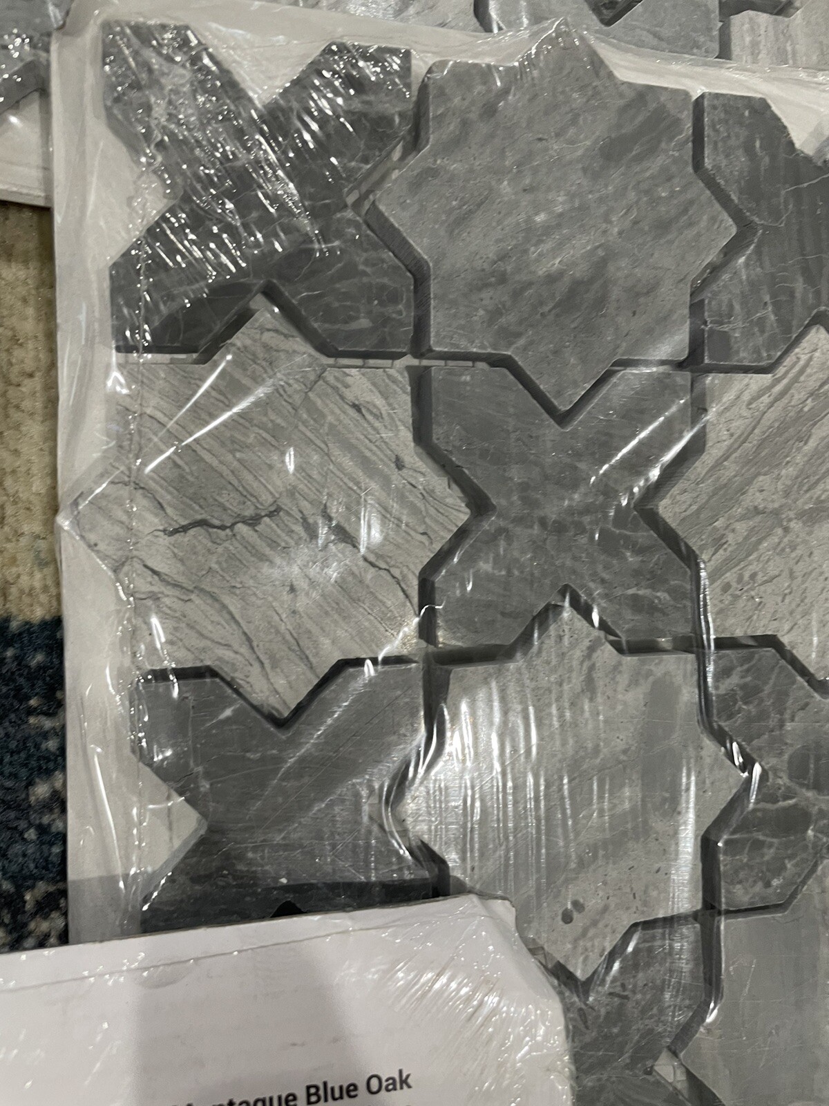 5X Sheets MSI Montague Blue Oak Polished Mosaic Marble Floor Wall Tile 0.97 Sqft