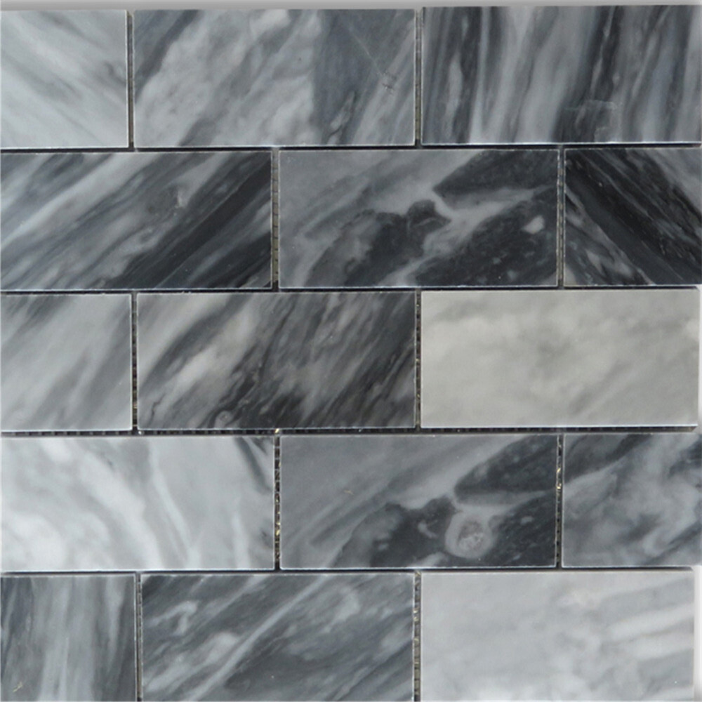 K64XP Bardiglio Gray Dark Grey Marble 2×4 Subway Wall & Floor Tile Polished