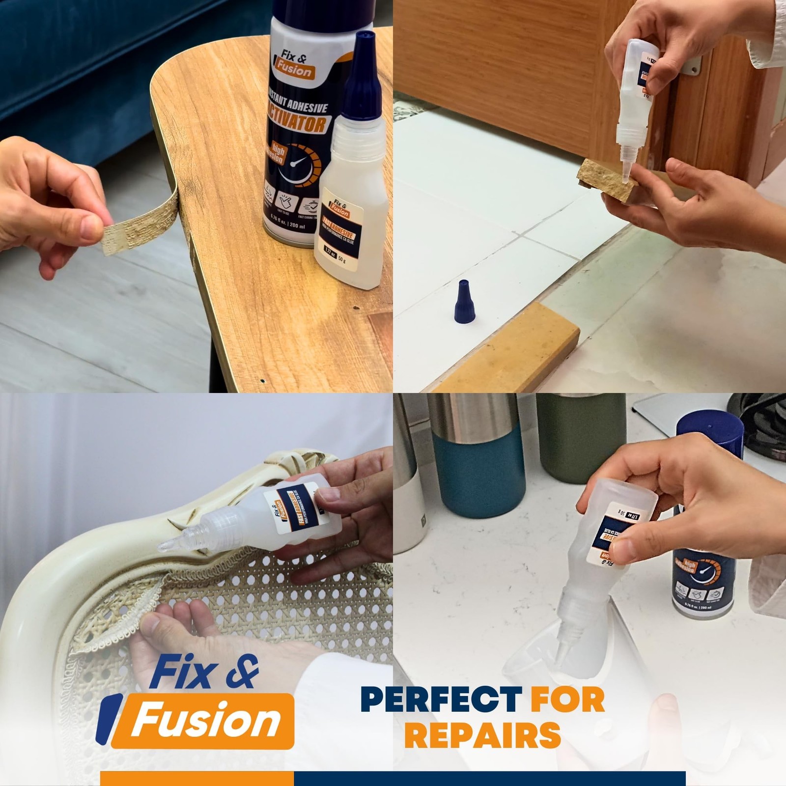 FIX & FUSION Ca Super Glue (3.5 Oz) with Activator Spray (13.5 Fl Oz) Set, Fa…