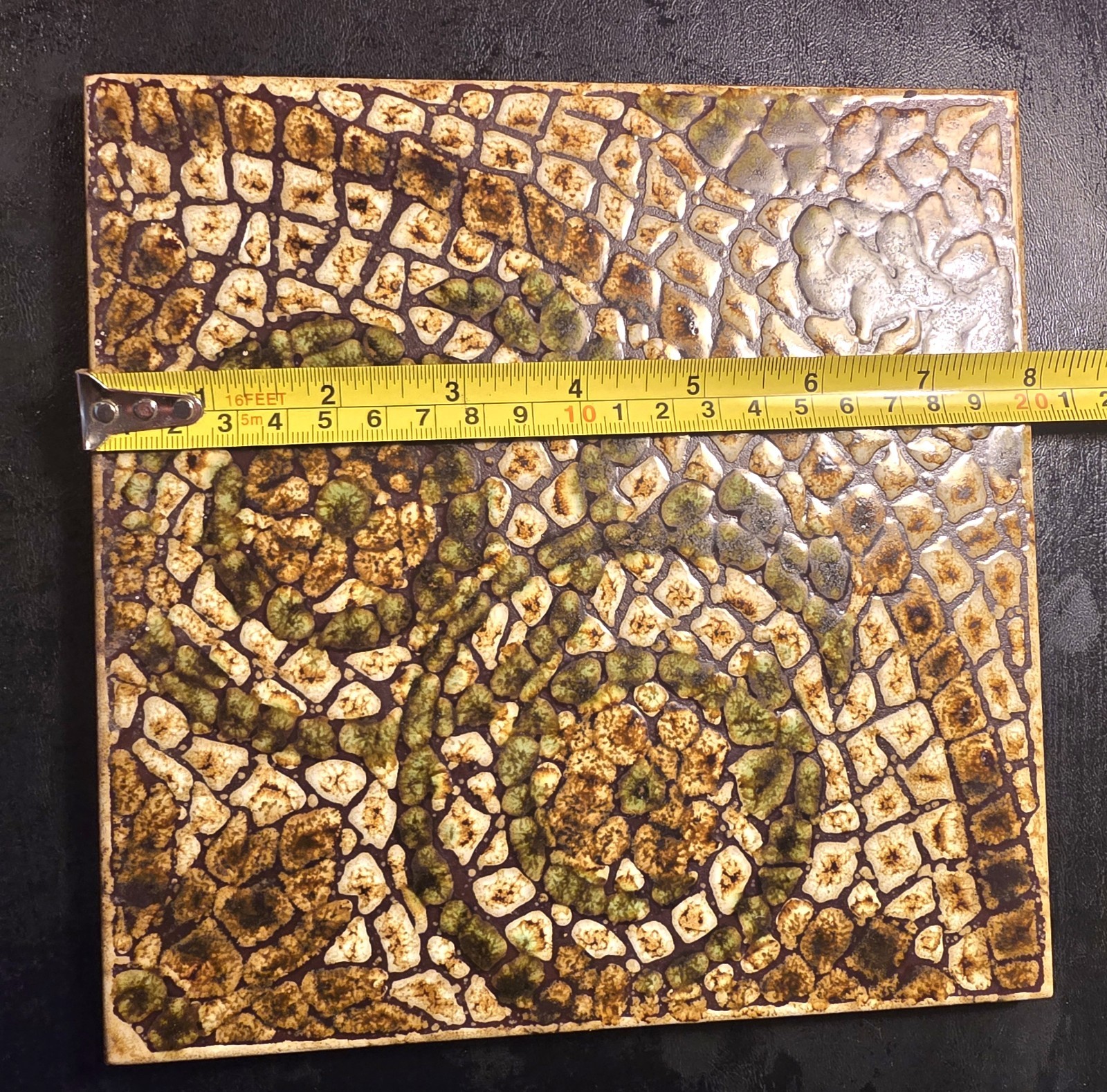 Vtg 1977 Clay Italian Floor Tiles Avocado Olive Green Mediterranean Mosaic Look.