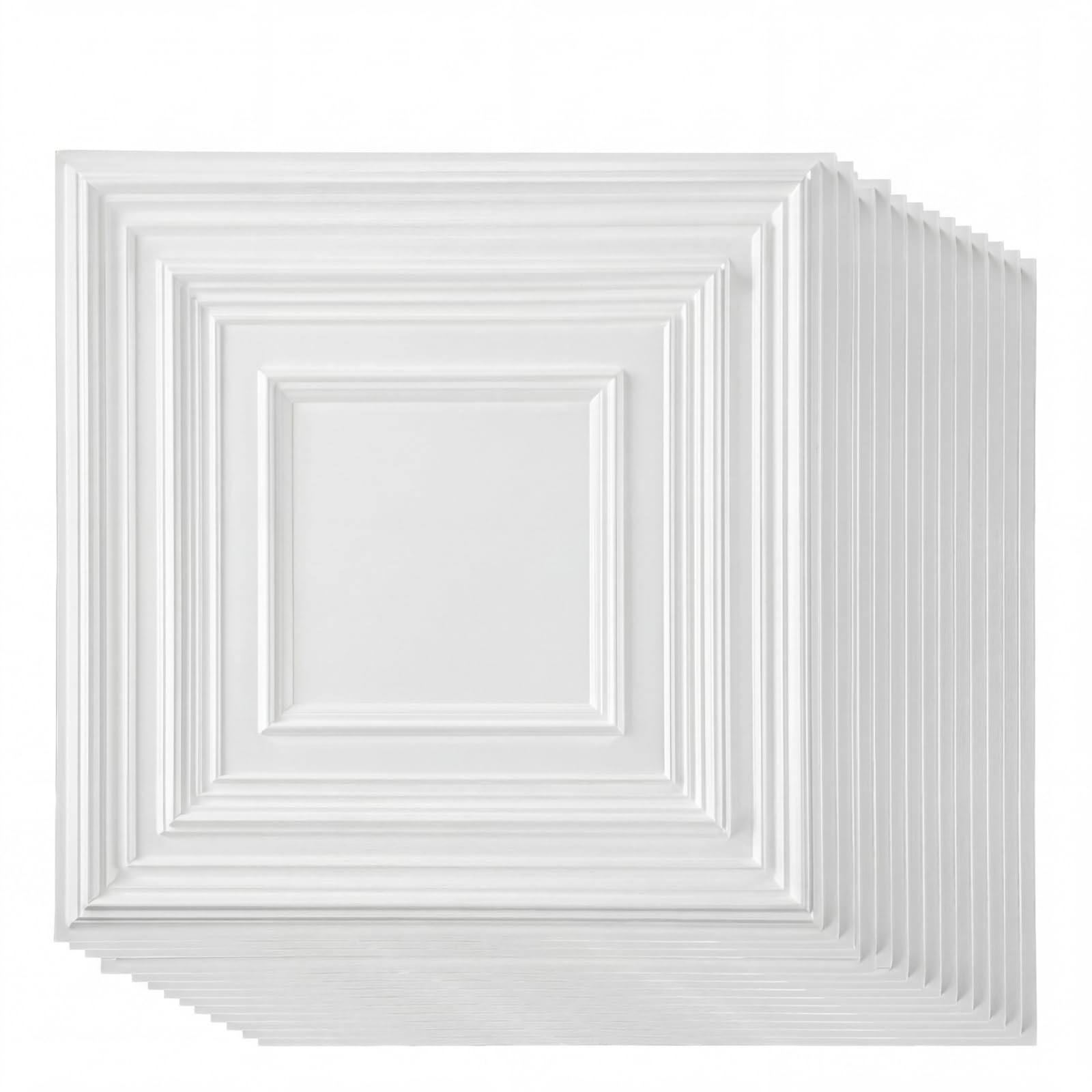30 Pcs 12×12 Inch PVC Drop Ceiling Tiles – Glue-Up, Cuttable, Paintable DIY Pane