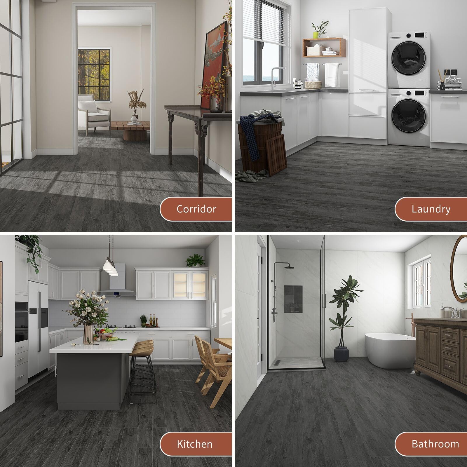 Peel and Stick Floor Tile, 54 Sq.Ft Self Adhesive Vinyl Flooring Plank, 36 Pi…