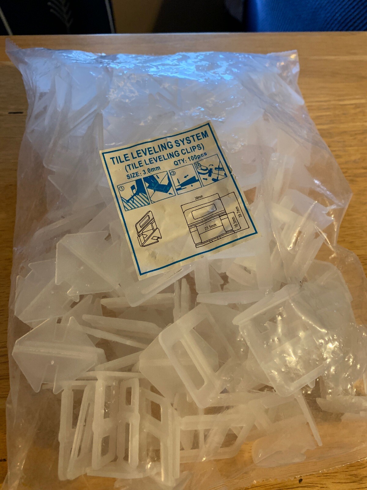3.0mm Tile Leveling Clips: 100 Count- Tile Leveling System (New)
