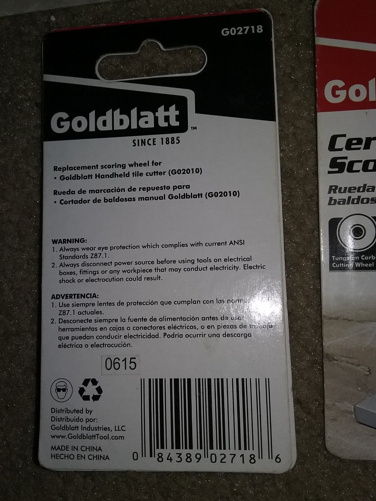 7 – Goldblatt Ceramic Tile Scoring Wheel 1/2″ G02718 Tungsten Carbide for G02010