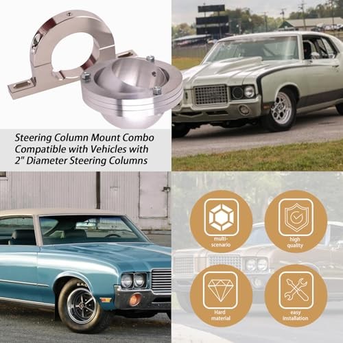 S 2″ Swivel Base Floor Mount & 2″ Column Polished Aluminum keyed Steering