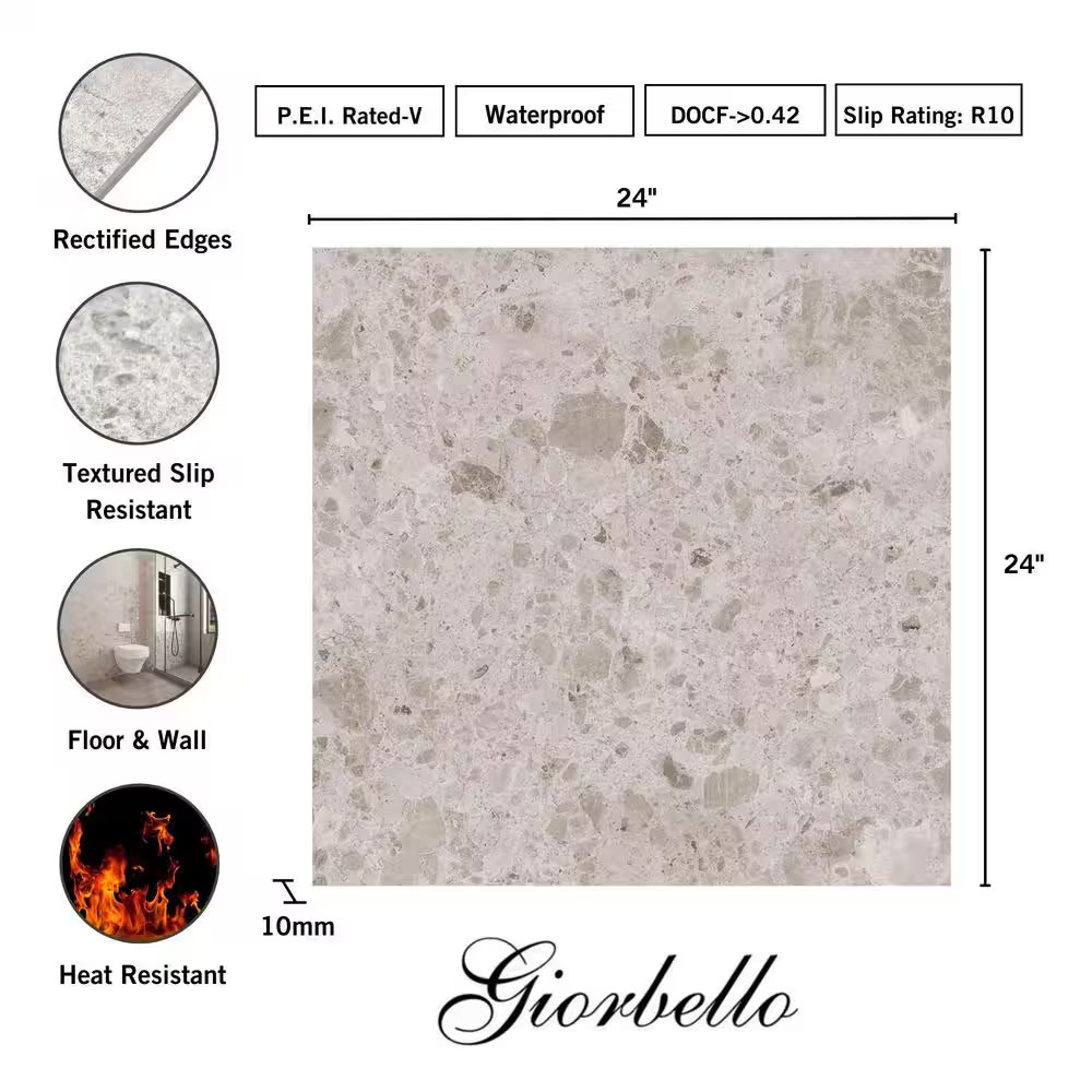 Ambience Terrazzo Ivory 24In.X 24In.X 10Mm Porcelain Floor and Wall Tile – Case