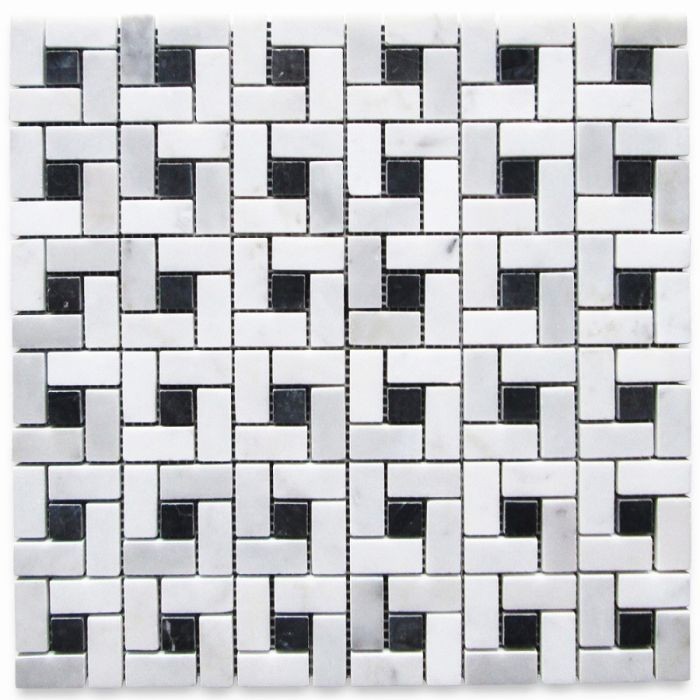 15 Sheet LOT Carrara White Marble Pinwheel Mosaic Tile Honed 11.9″x11.9″x3/8″ ea