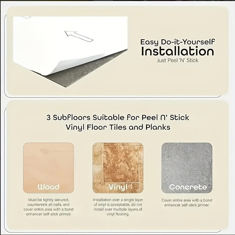 Luxury vinyl floor tiles, available in packs of 66 or 20, each measuring