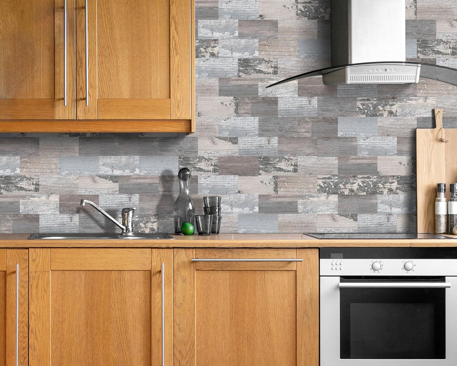 Peel and Stick Rustic Backsplash Wall Tile Self Adhesive for Kitchen Farmhouse F