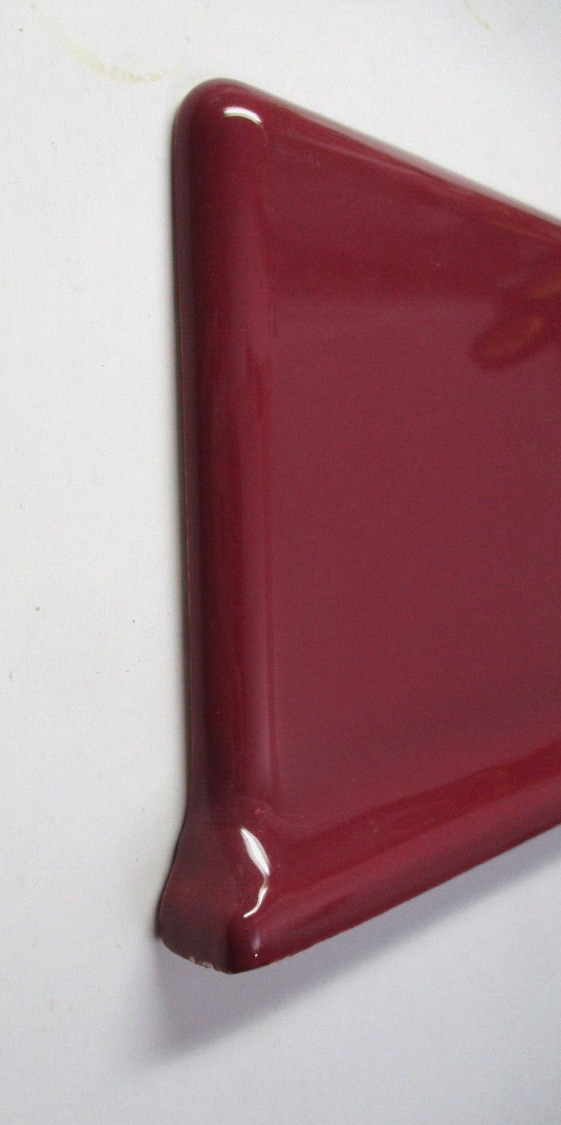 Mid State USA Plum Red Bordeaux Left End Cap Bullnose Cove Base Ceramic Tile Vtg