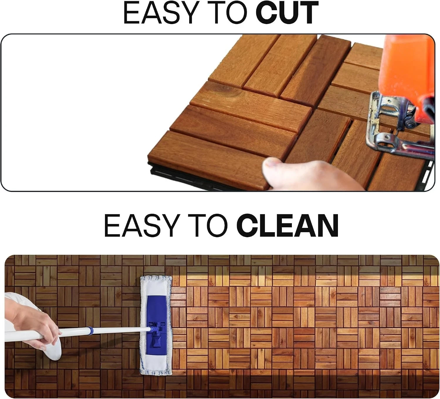 Wood Deck Interlocking Tiles 12″X12″ Indoor Outdoor Flooring for Balco