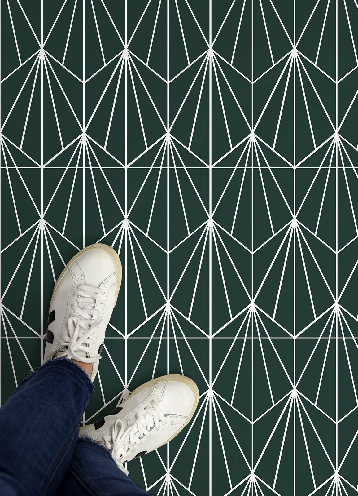 FloorPops Beryl Peel and Stick Floor Tiles, 12″L x 12″W x 0.06″T, Emerald