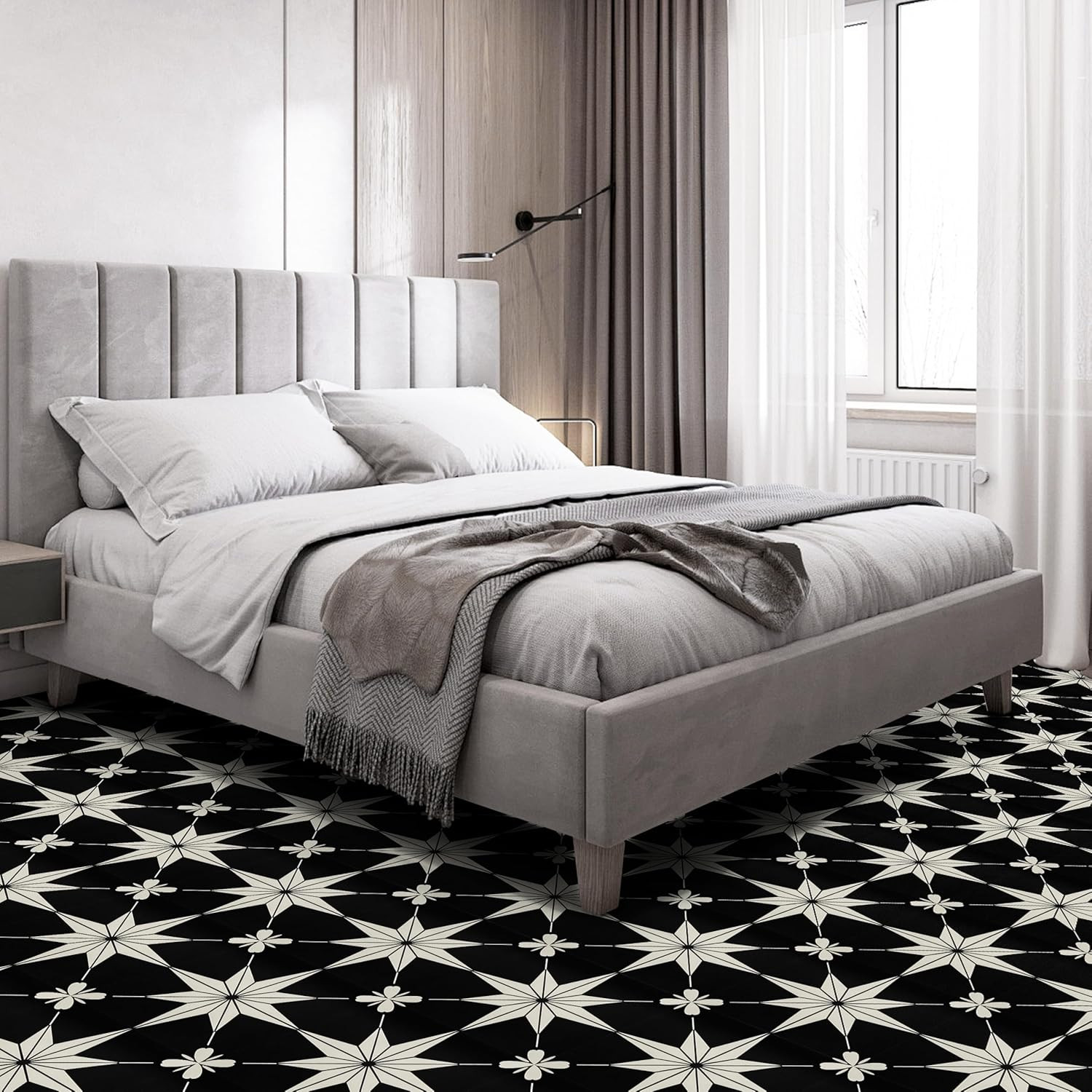 Peel and Stick Floor Tile： 20 Pcs Floor Tile Stick Waterproof, 11.81 in *11.81 i