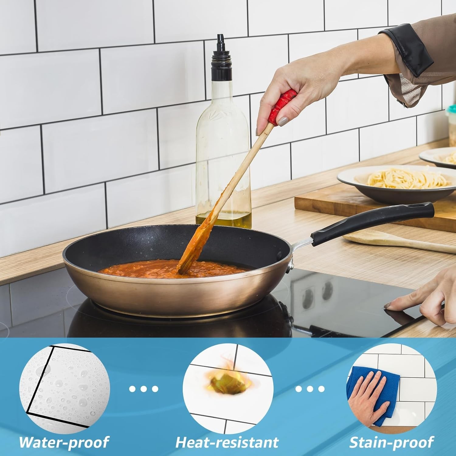 102-Piece Peel and Stick Wall Tile for Kitchen Backsplash, Bathroom, Fireplac…
