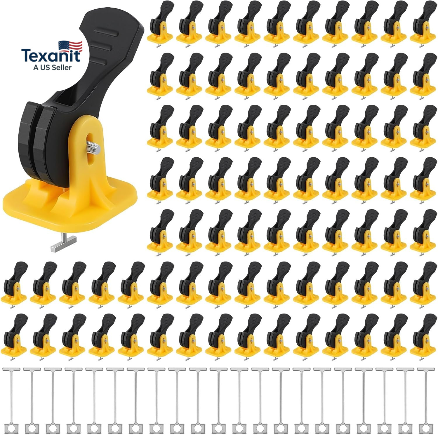 Tile Leveling System Kit 200 Reusable Tile Spacers + 200 1/16” Replaceable Spar
