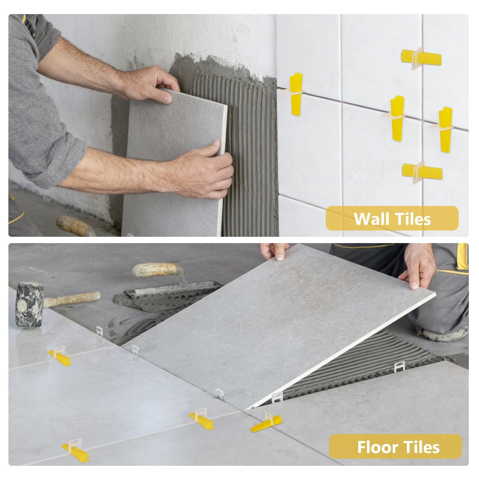 Tile Leveling System Kit with Tile Plier, 300pc Leveling Clips & 100pc Reusab…