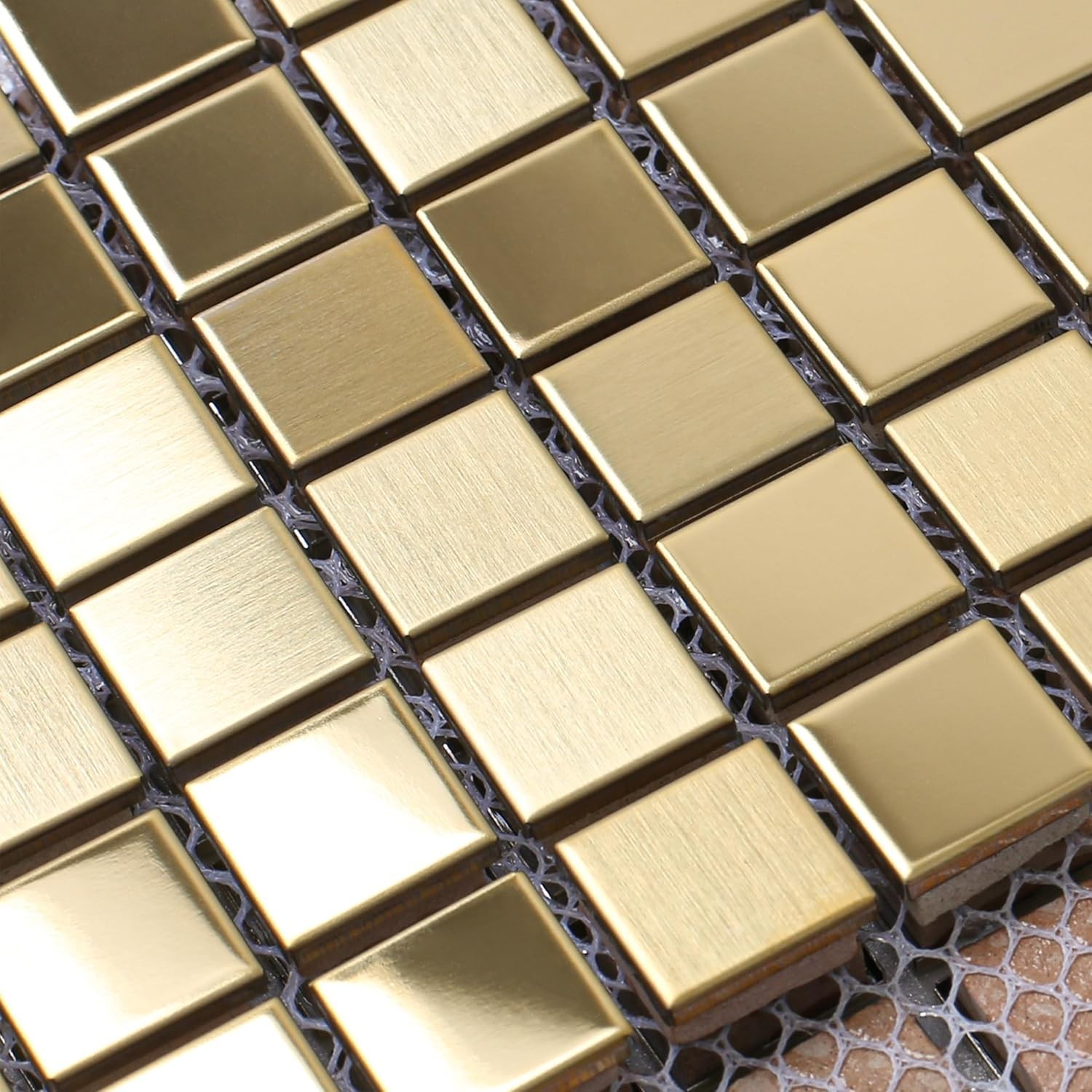 Gold Mosaic Tile Squares 12×12 for Kitchen Backsplash & Bathroom Walls (5 Pack)