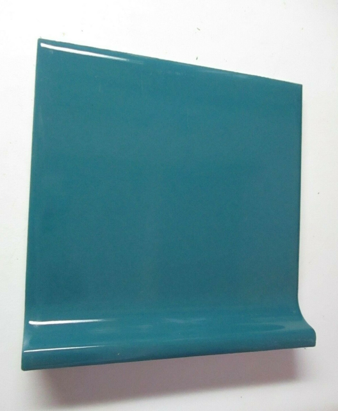 1 Cove Base Tile Wheeling USA 4-3/8″ Sq. Ceramic Wall Dark Teal Green Gloss Vtg