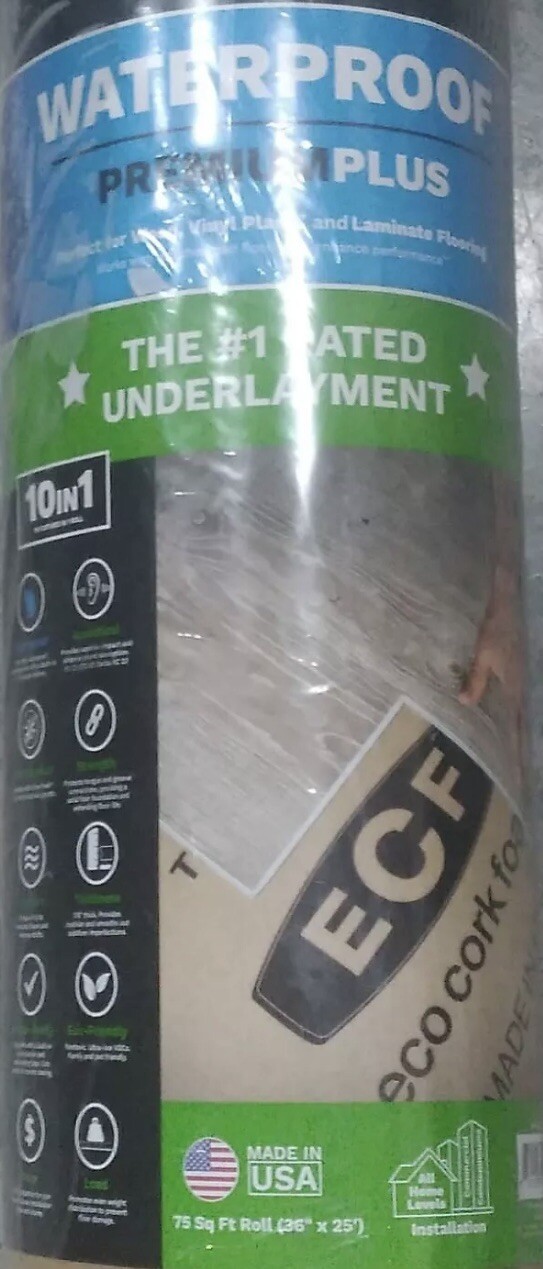 ECF Underlayment Laminate And Engineered Floor With Cork 36″ x 25′ 75 sq ft roll