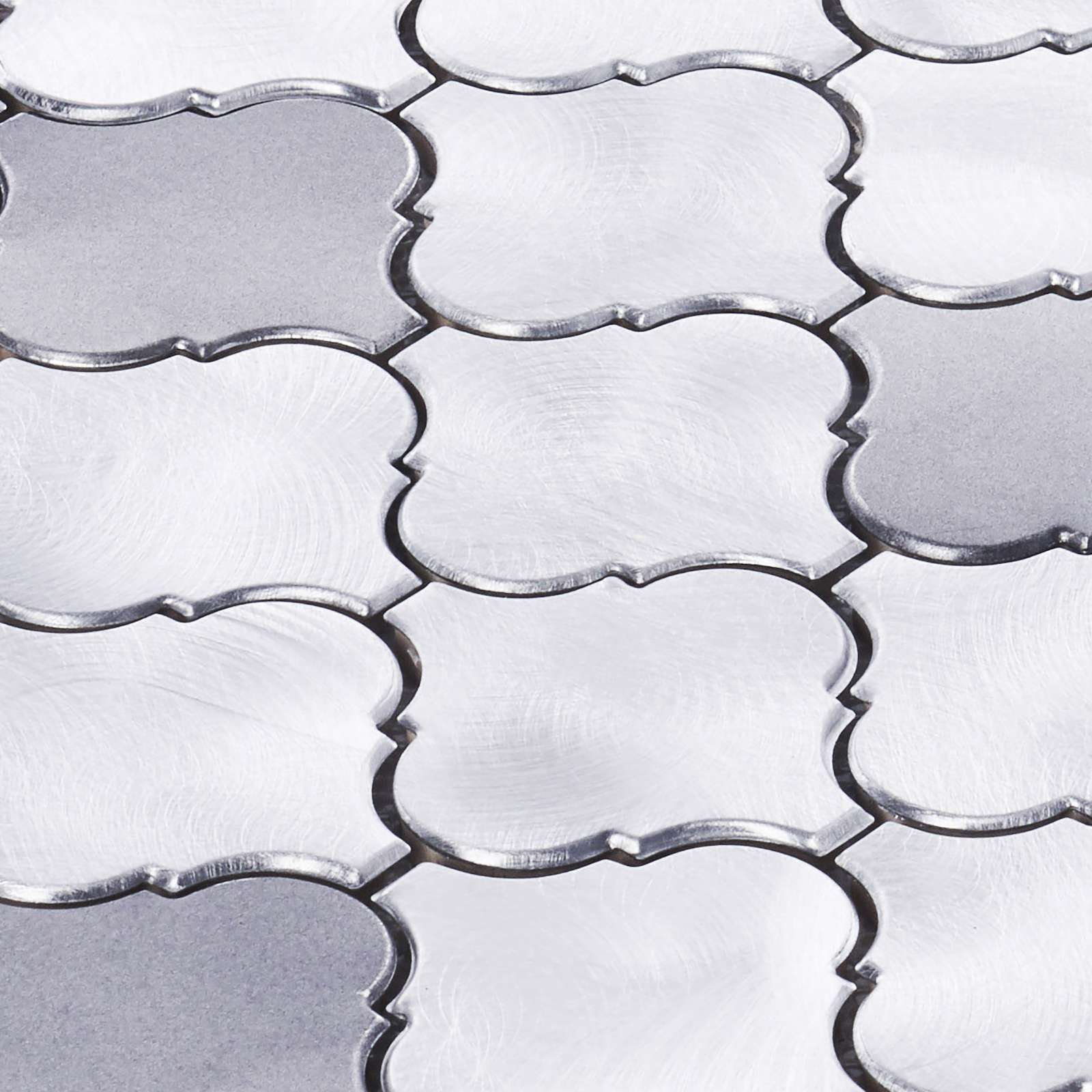 Gray Silver Aluminum Metallic Metal Arabesque Mosaic Tile Kitchen Backsplash
