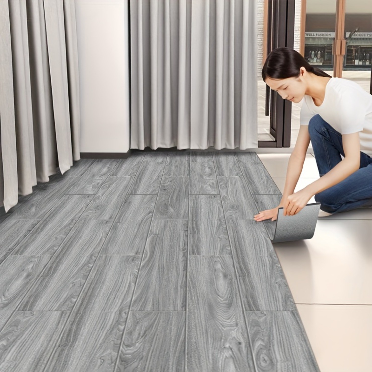 [Wood Grain Flooring Tiles]20pcs Wood Grain SelfAdhesive Flooring Tiles