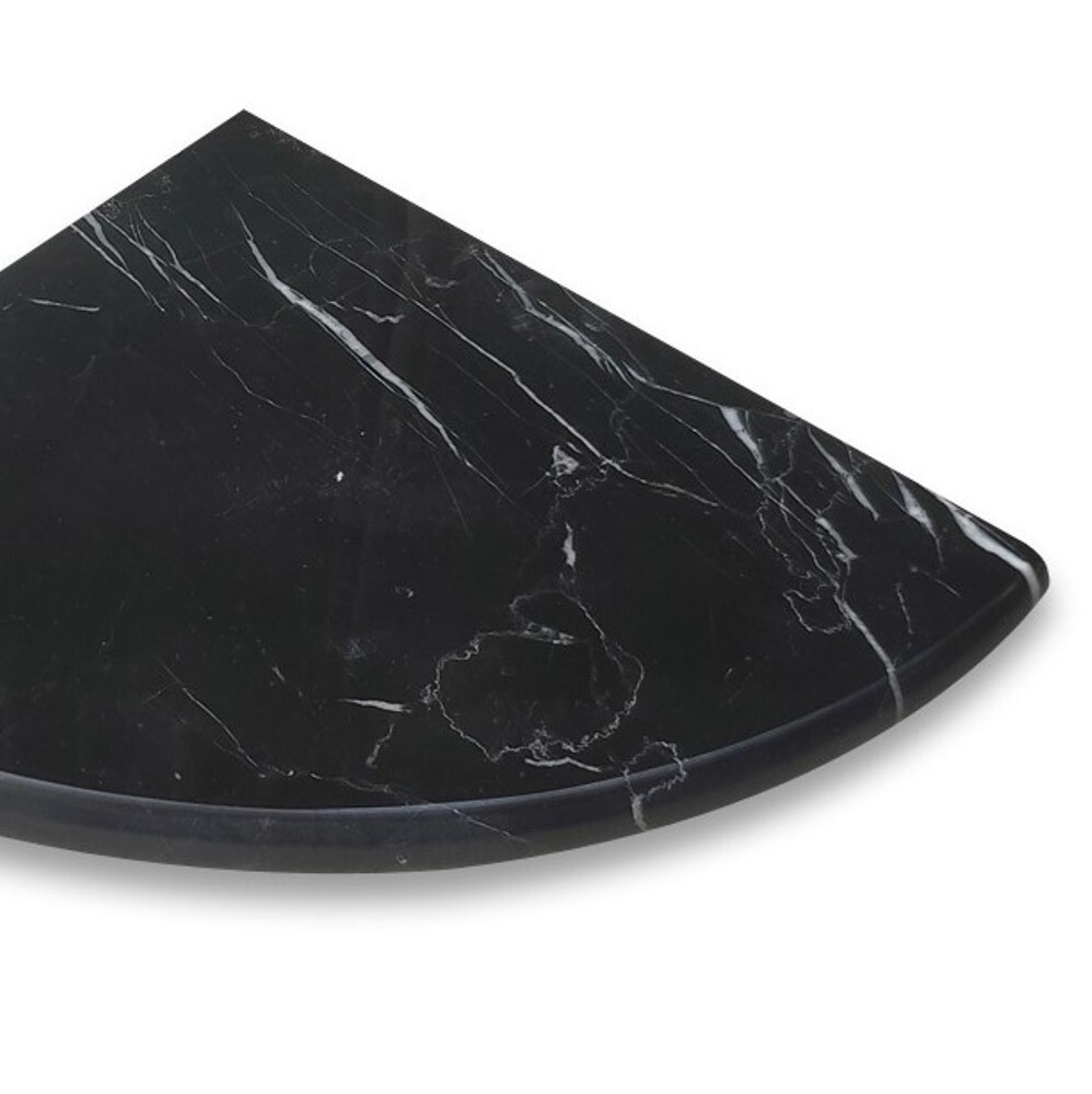 N0CP Nero Marquina Black Marble 9×9 Shower Corner Shelf Soap Dish Polished