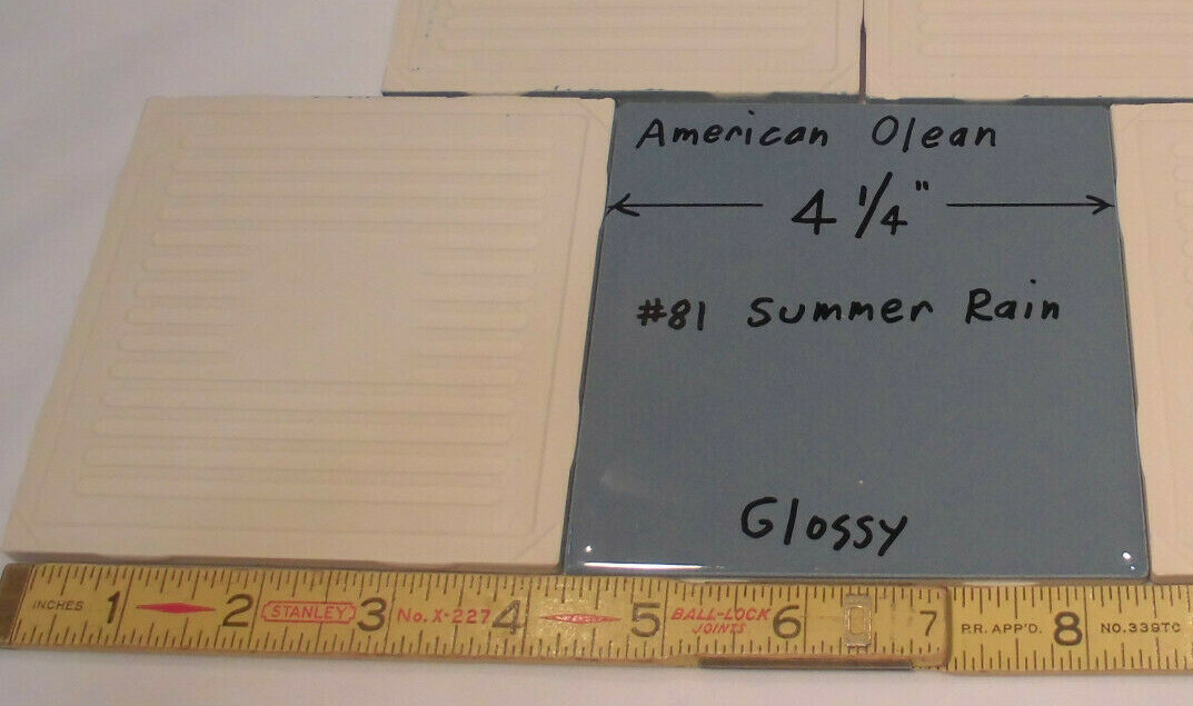 1 pc. Glossy Ceramic Tiles *Blue-Gray * by American Olean 4-1/4″ *Summer Rain*