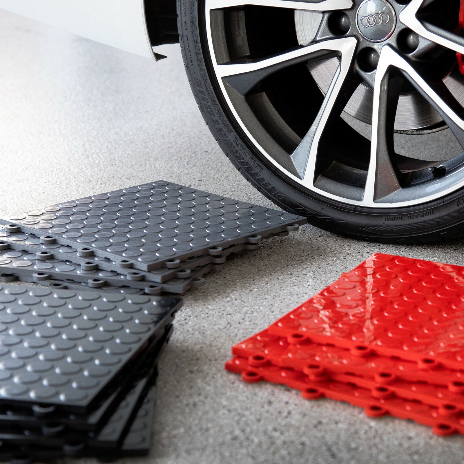 FlooringInc Nitro Coin Pattern Interlocking Garage Flooring Tiles, 12″ x 12″