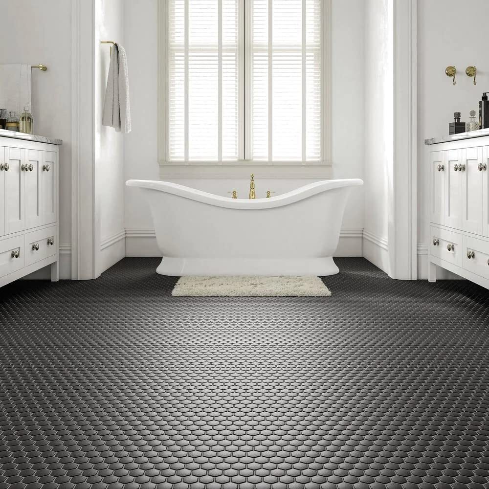 1.5″ Black Matte Hexagon Wall Floor Tile Kitchen Backsplash Bathroom