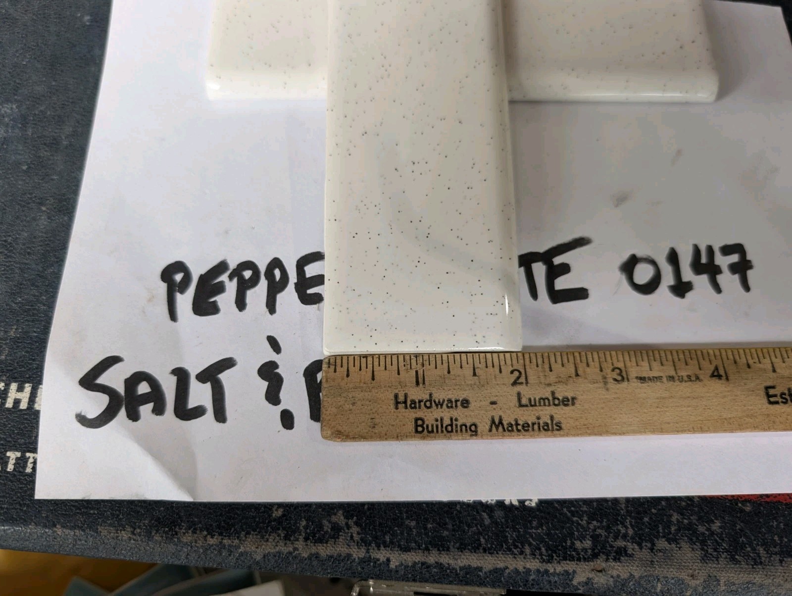 2 pieces S4269 2×6 Ceramic Tile 0147 Pepper White Daltile thinset bullnose AO 45
