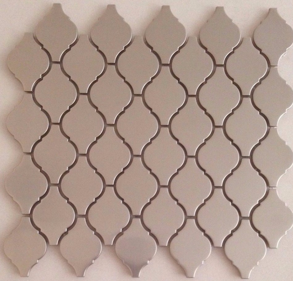 Stainless Steel Metal Lantern Arabesque Mosaic Wall Tiles Kitchen 12″x10 3/4″