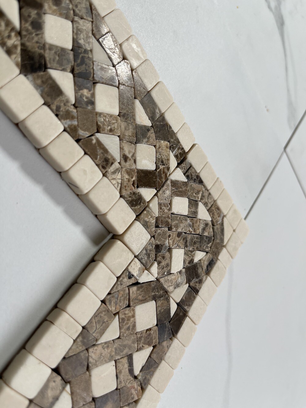 B4659T Marble Mosaic Border Listello Tile Quadra Emperador 2.25×12 Tumbled