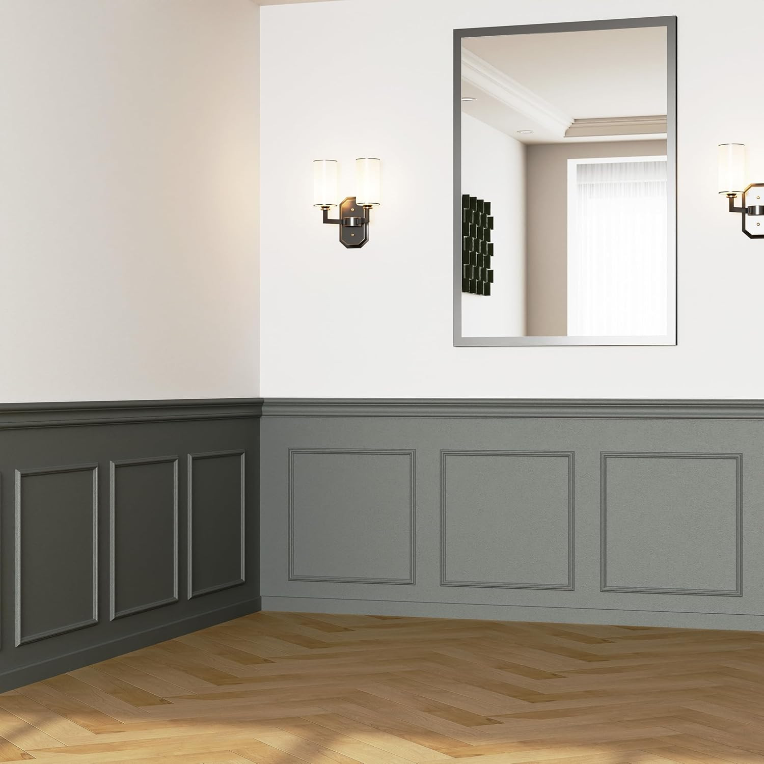 Accent Wall Molding Kit – 6 Premade White Wainscoting Panels, Peel & Stick 20×20
