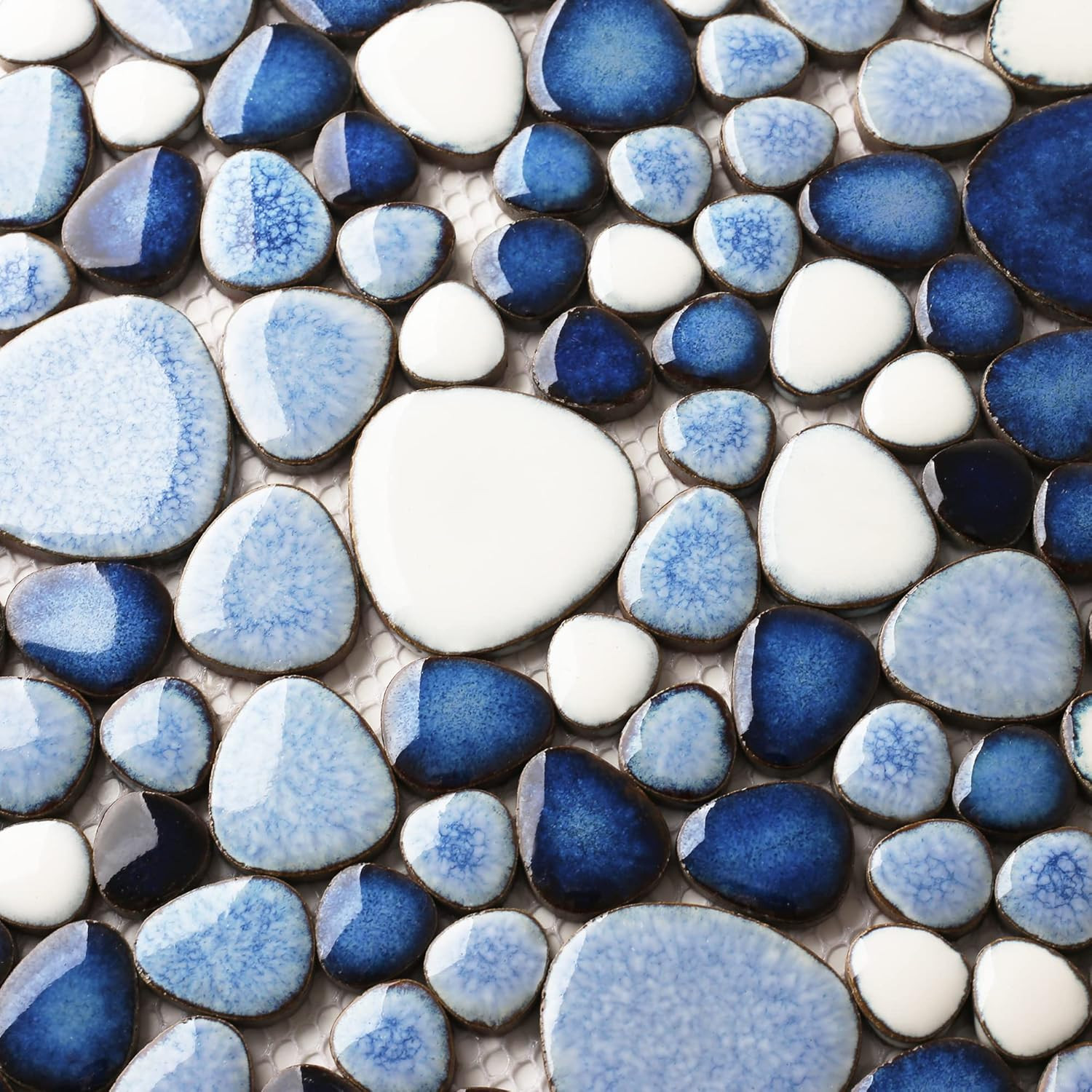 Blue Shower Floor Pebbles Tile Bathroom Mosaic Backsplash Wall Tiles (5 Sheets)