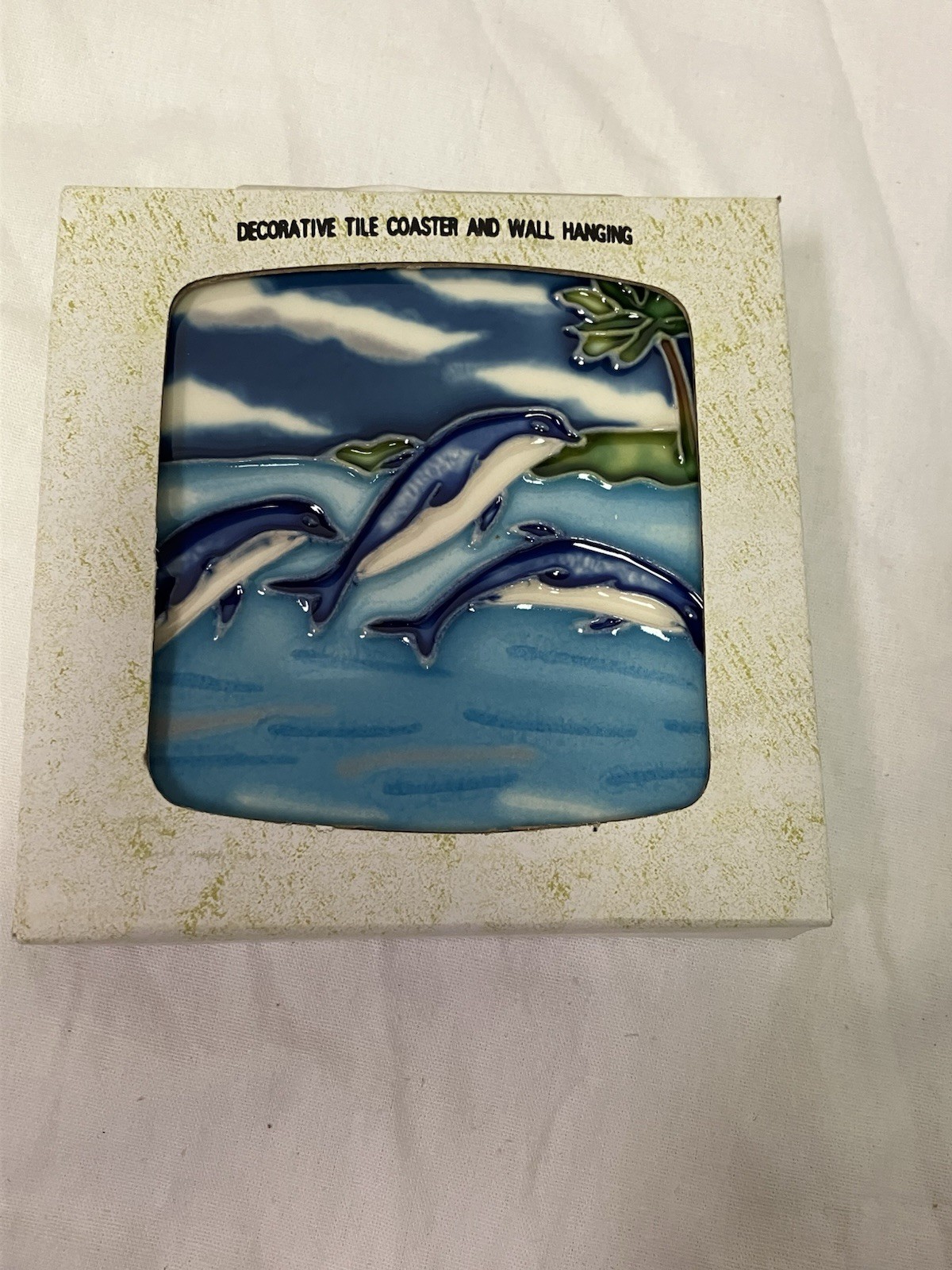 Decorative Ceramic Art Tile 4×4 Backsplash Gift With Stand Jaco Dolphins 33131
