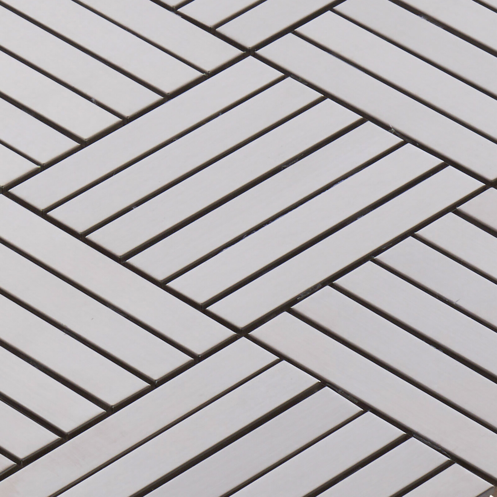 Brushed Nickel Stainless Steel Metallic Parquet Mosaic Tile Kitchen Backsplash