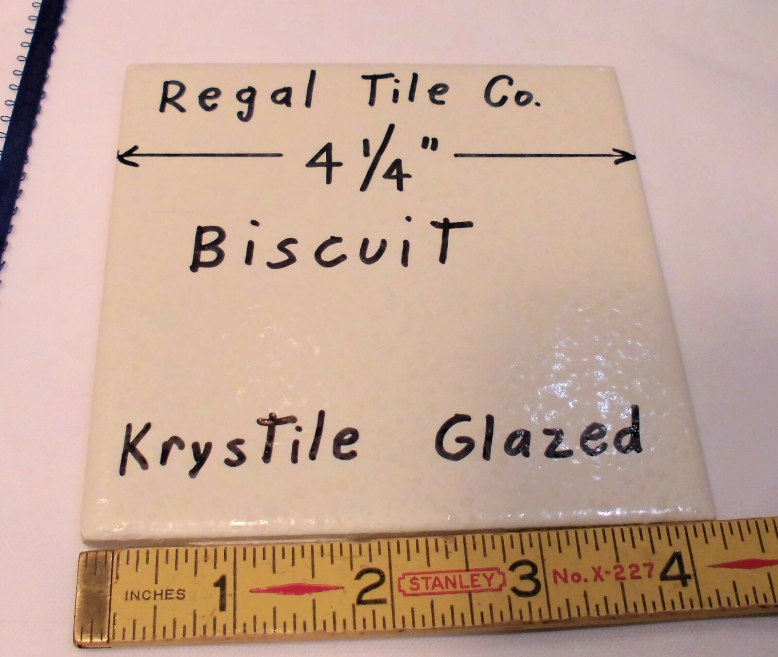 1 pc. Ceramic Tile *Biscuit* Krystile Glazed 4-1/4″ by Regal Co. Crystal NEW