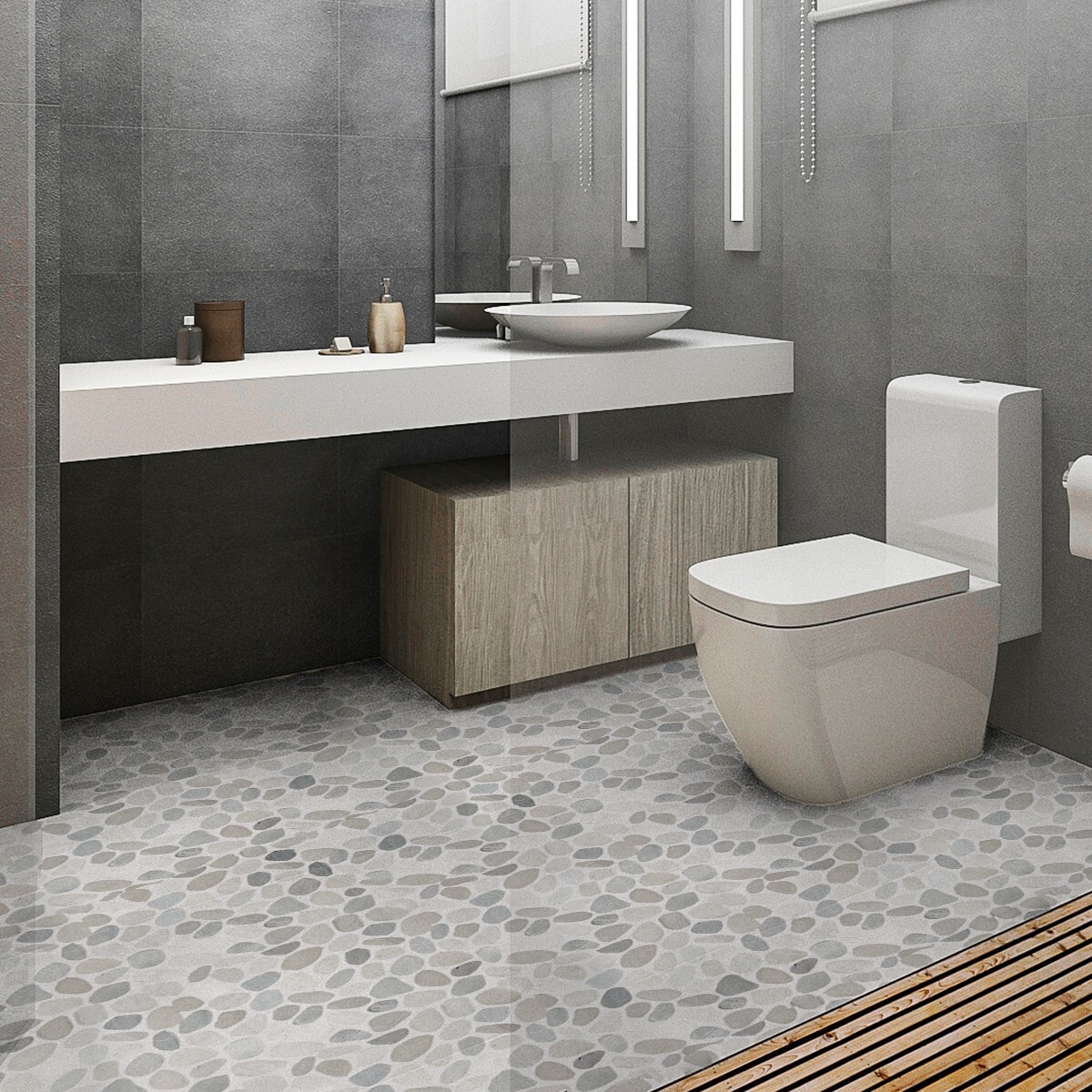 Mix Blend Sliced Pebble Mosaic Wall & Floor Tile ($10.16/SqFt)