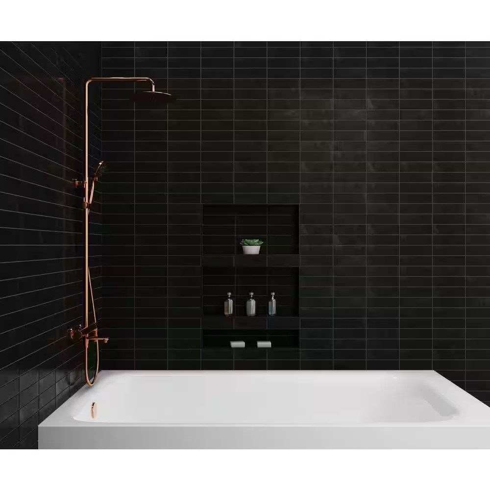 Cloe Subway Glossy Black 2.5 In. X 8 In. Handmade-Look Ceramic Wall Tile (10.64